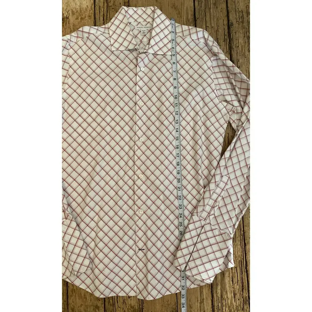 Banana Republic Mens Size L 16-16 1/2 Plaid Collared Button Down Dress Shirt